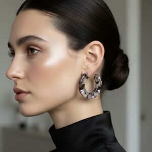 Tortoiseshell Resin Hoop Earrings in Lavender and Earth Tones, super lightweight
